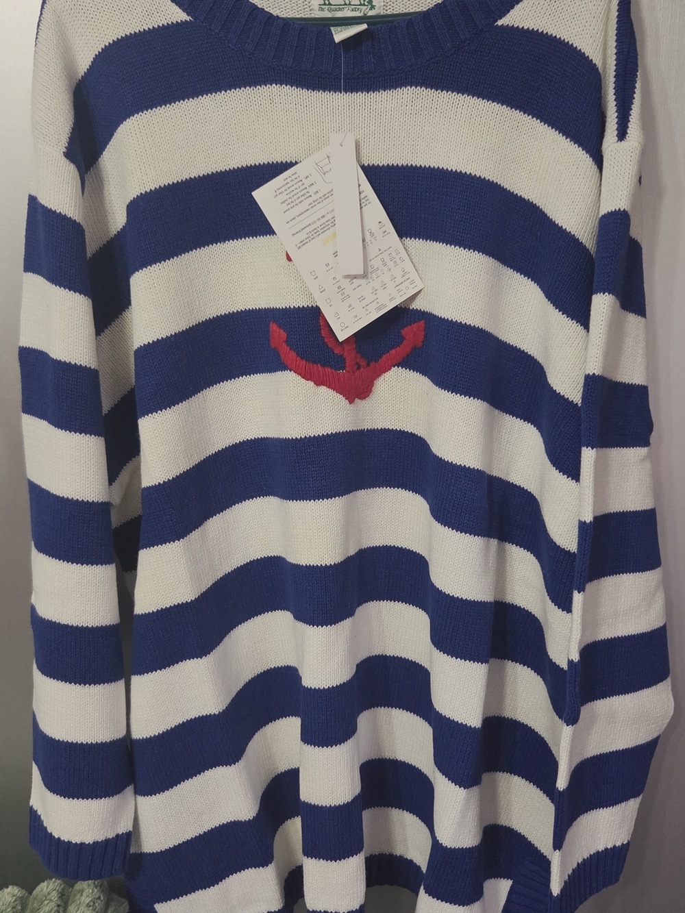 QVC WOMEN  QUACKER FACTORY NAUTICAL THEMED STRIPED CREW NECK SWEATER. NIB. 3X